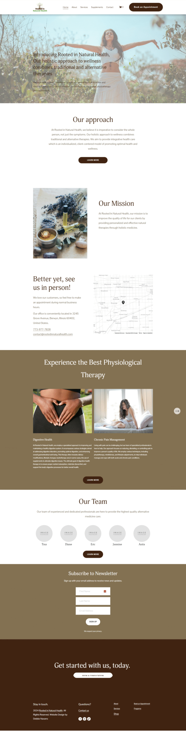 Healing and wellness coach website – Squarespace responsive layout