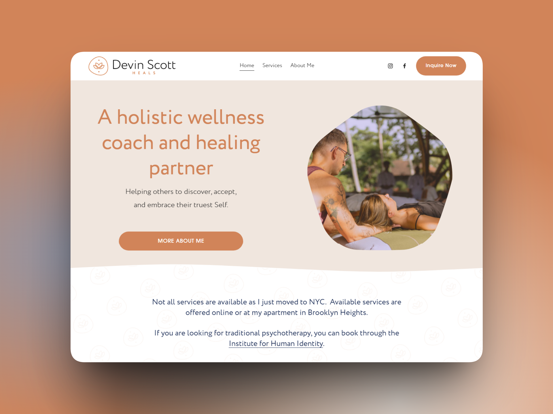 Devin Scott Holistic Wellness Coach — Squarespace website