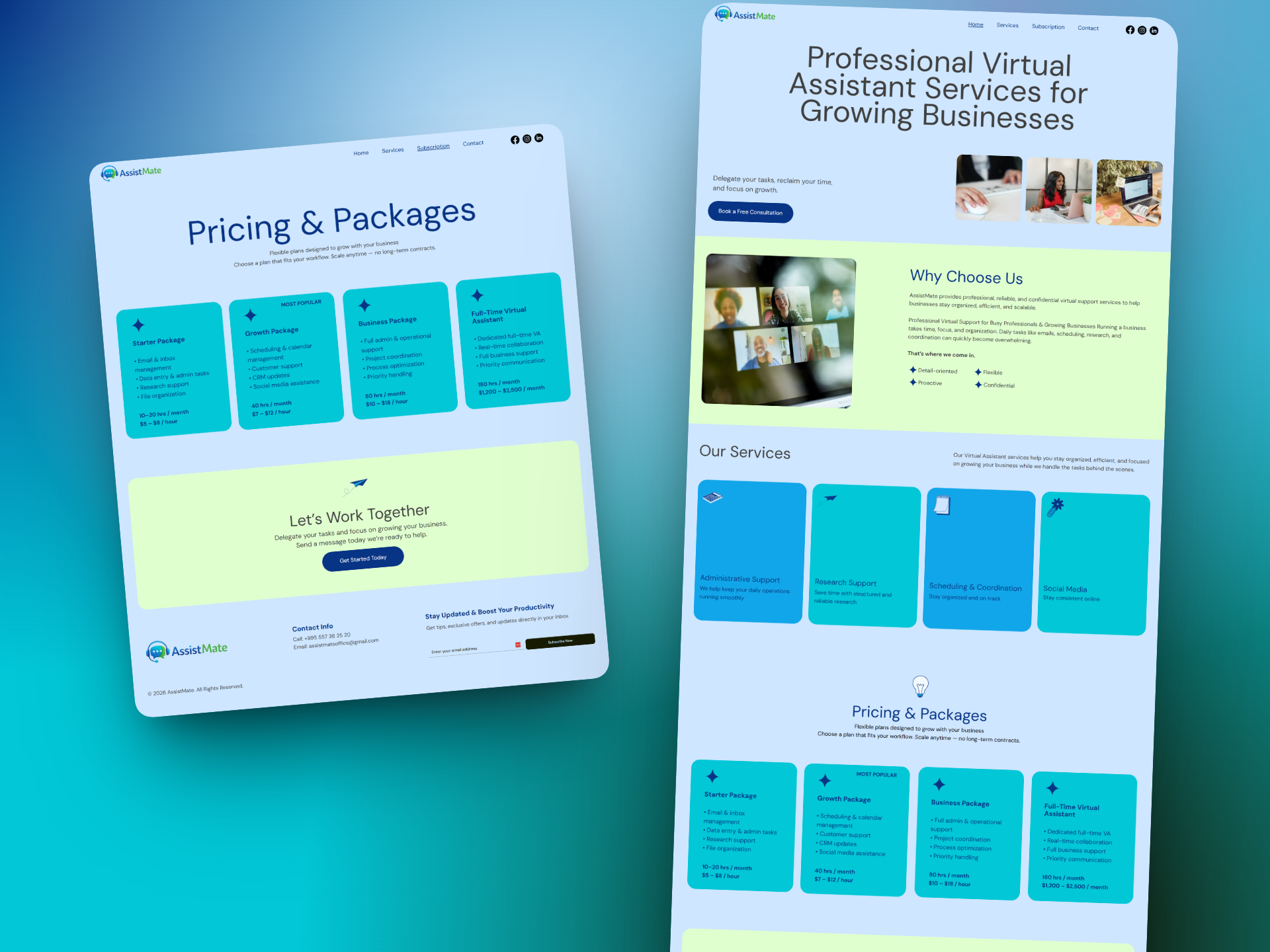Professional Virtual Assistant Services Website Design