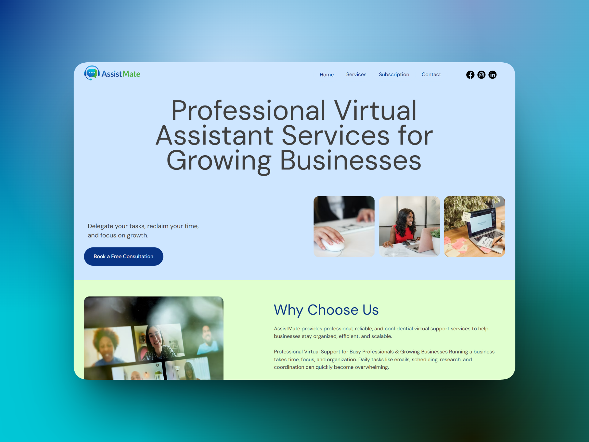 Professional Virtual Assistant Services Website Design