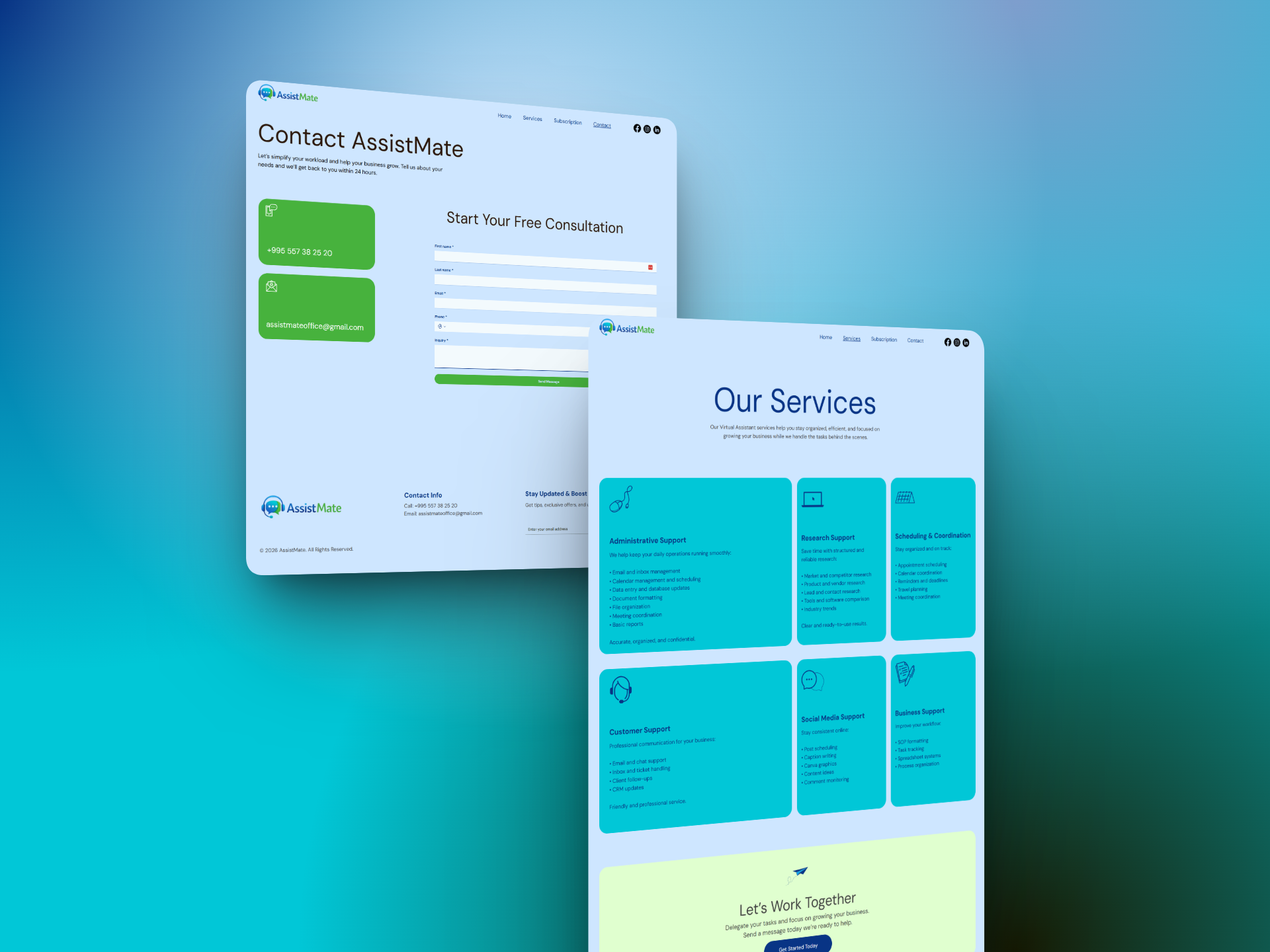 Professional Virtual Assistant Services Website Design