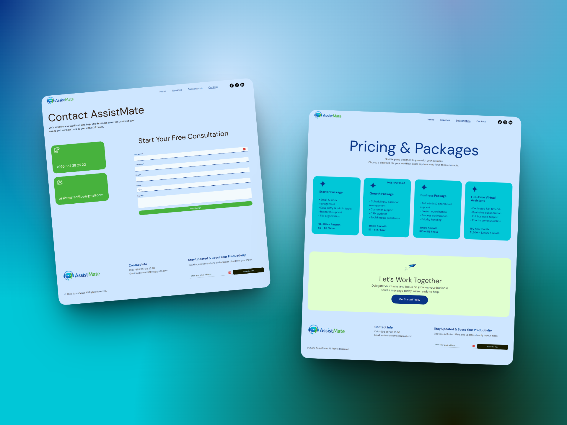 Professional Virtual Assistant Services Website Design