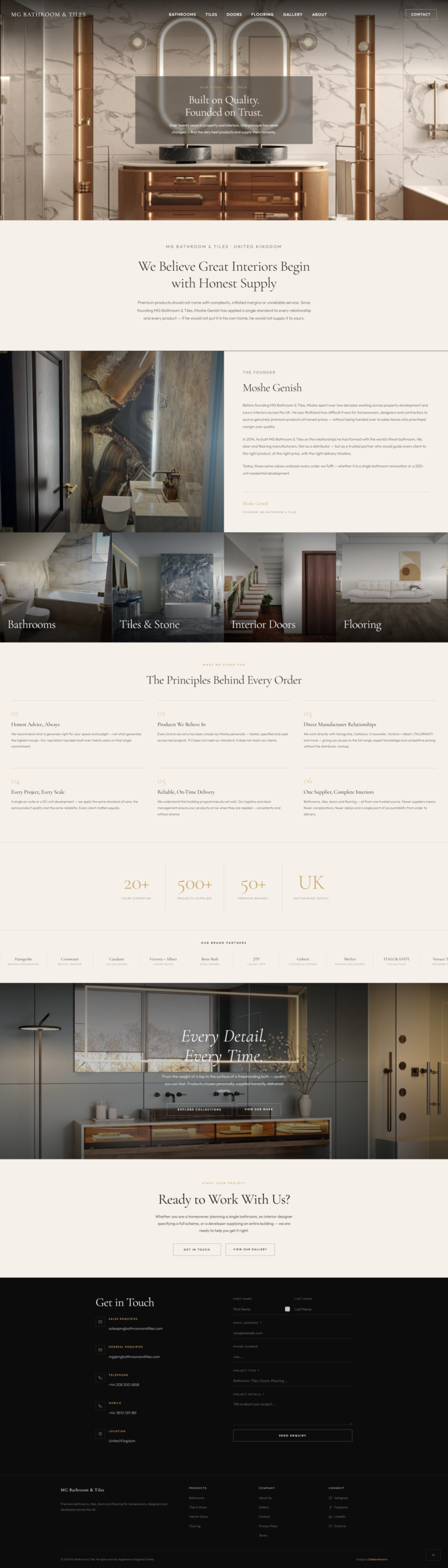 MG Bathroom & Tiles about page — full page screenshot