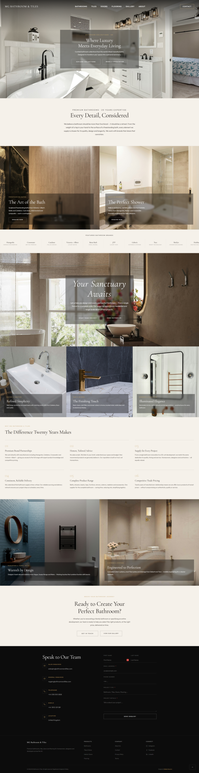 MG Bathroom & Tiles bathrooms page — full page screenshot