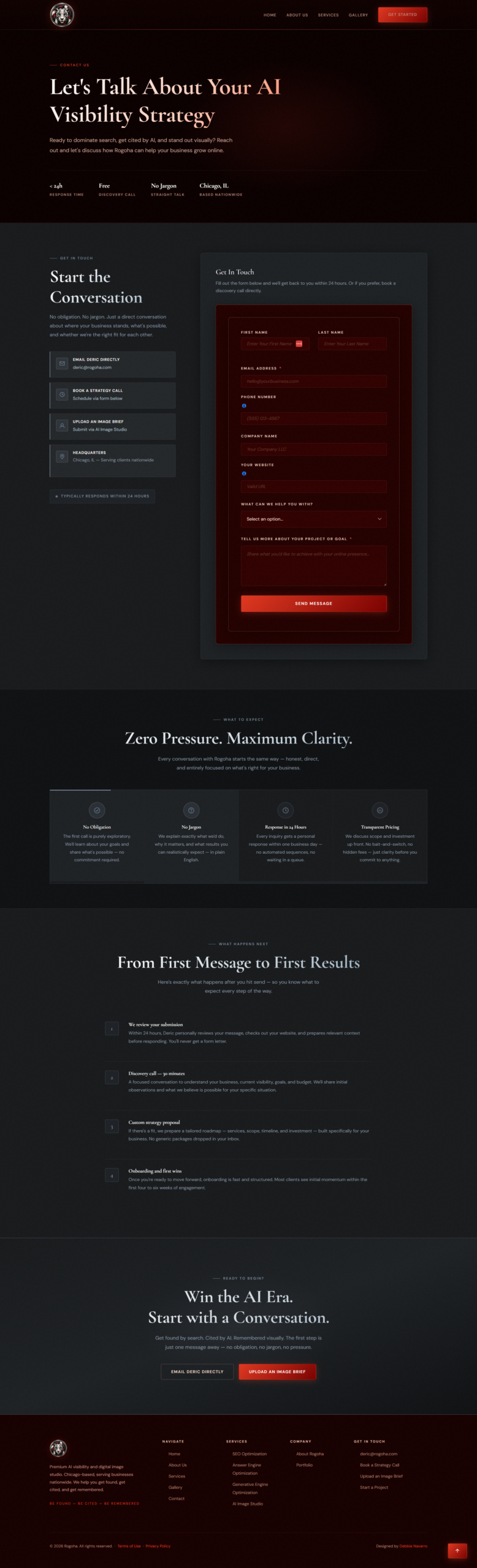 ROGOHA Contact page — full page screenshot