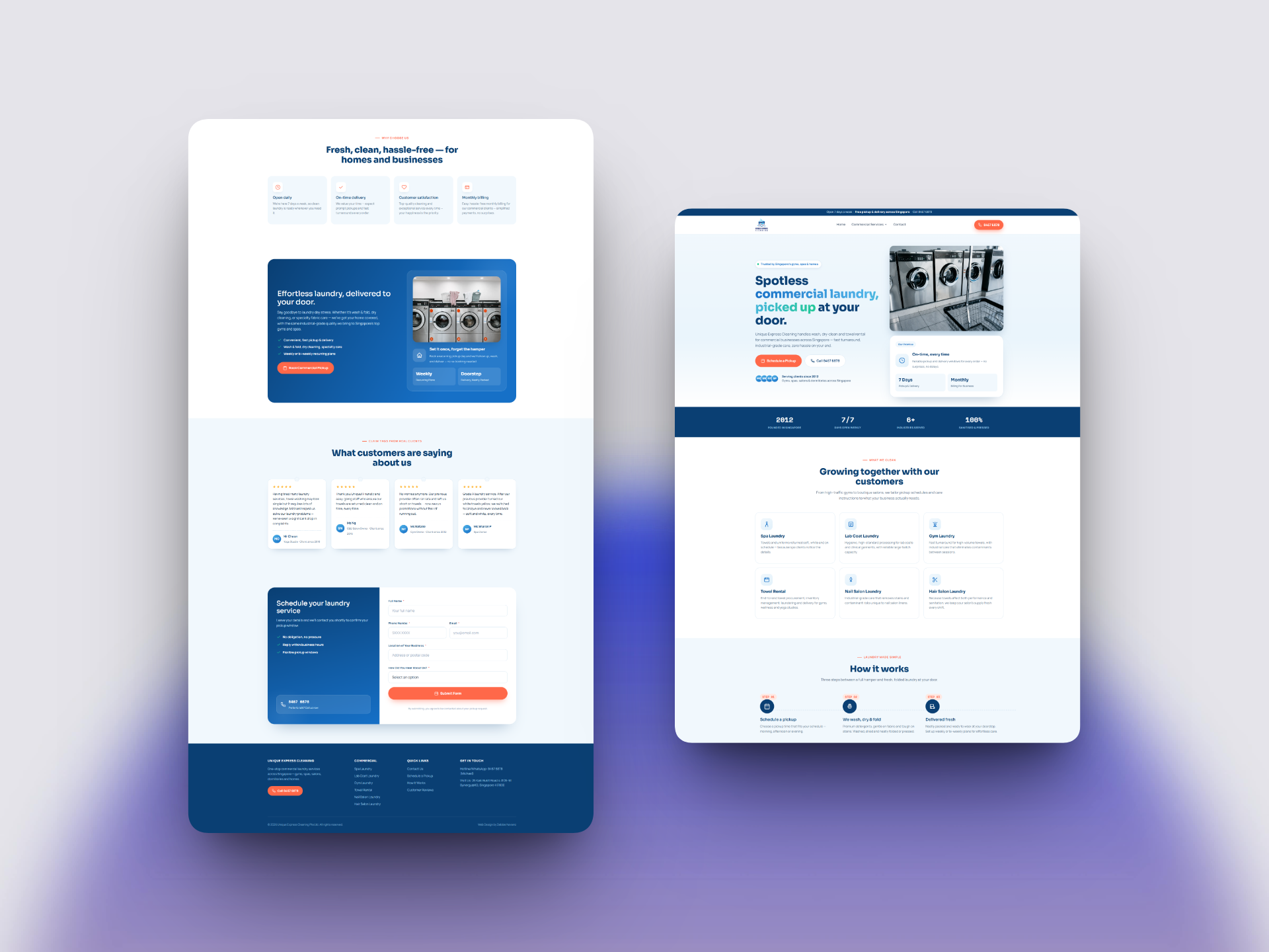 Unique Express Cleaning website after redesign