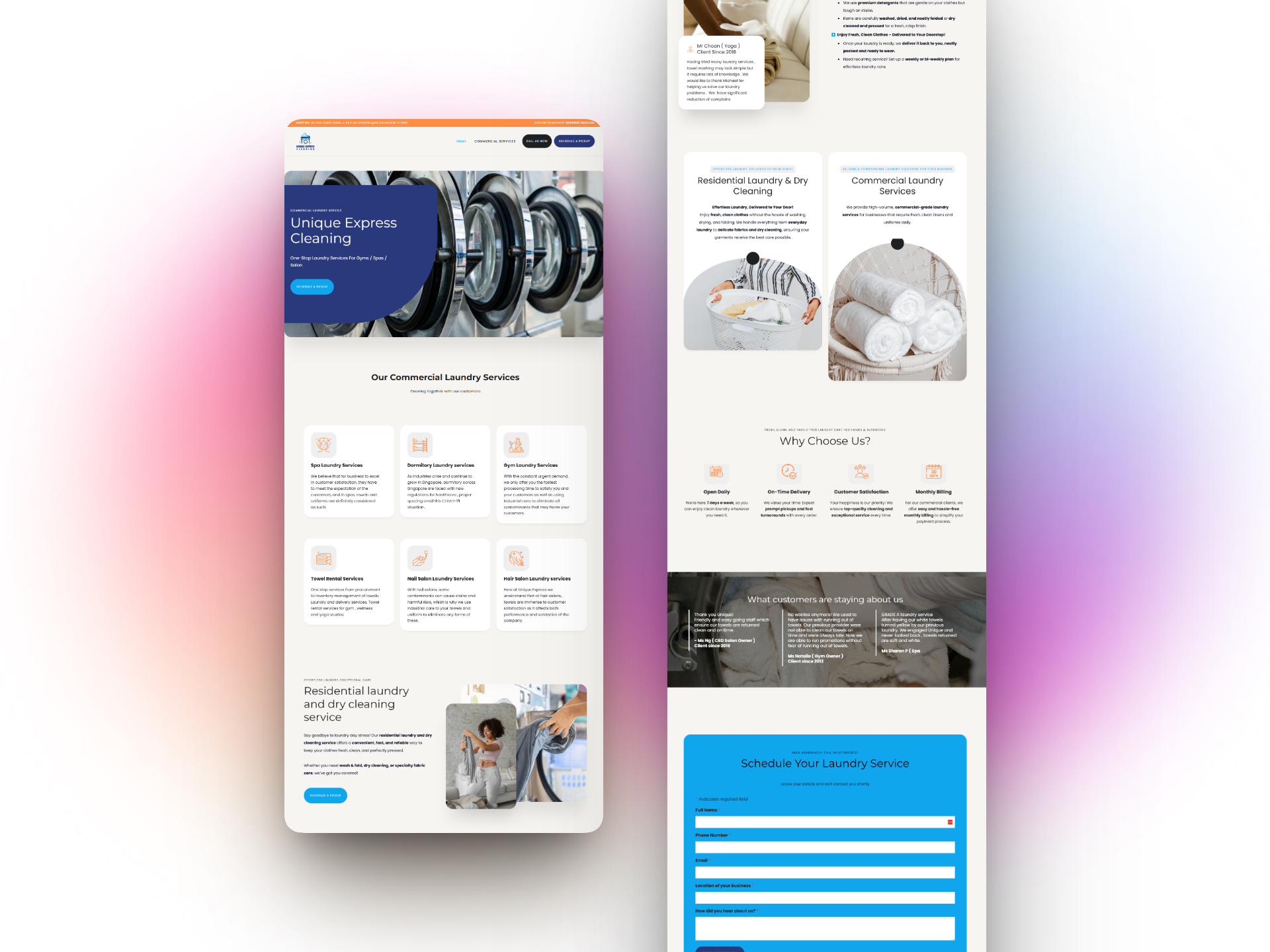 Unique Express Cleaning website before redesign