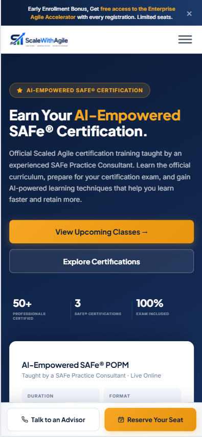 Scale With Agile mobile hero section